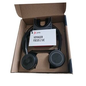 Poly Voyager Focus 2 UC Wireless Bluetooth Headset with Charge Stand  Black